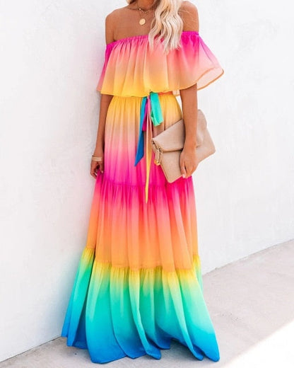 Sixsr Summer Women's Dress White Floral Dress Off The Shoulder Long Dress Female Streetwear Casual Elegant Party Dresses Ladies
